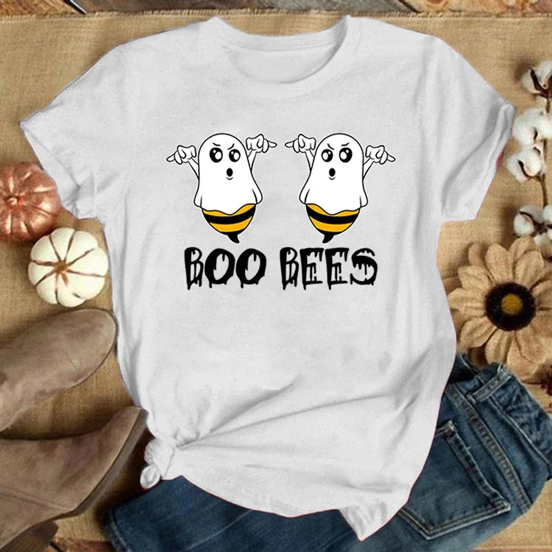 Summer Short Sleeve Tee Shirt Funny Boo Bees Letter Print TShirt