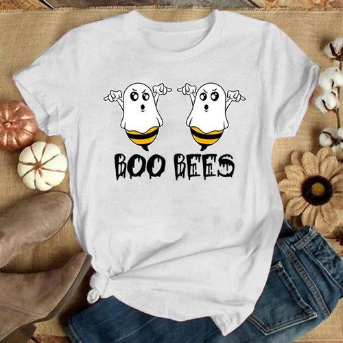Summer Short Sleeve Tee Shirt Funny Boo Bees Letter Print TShirt