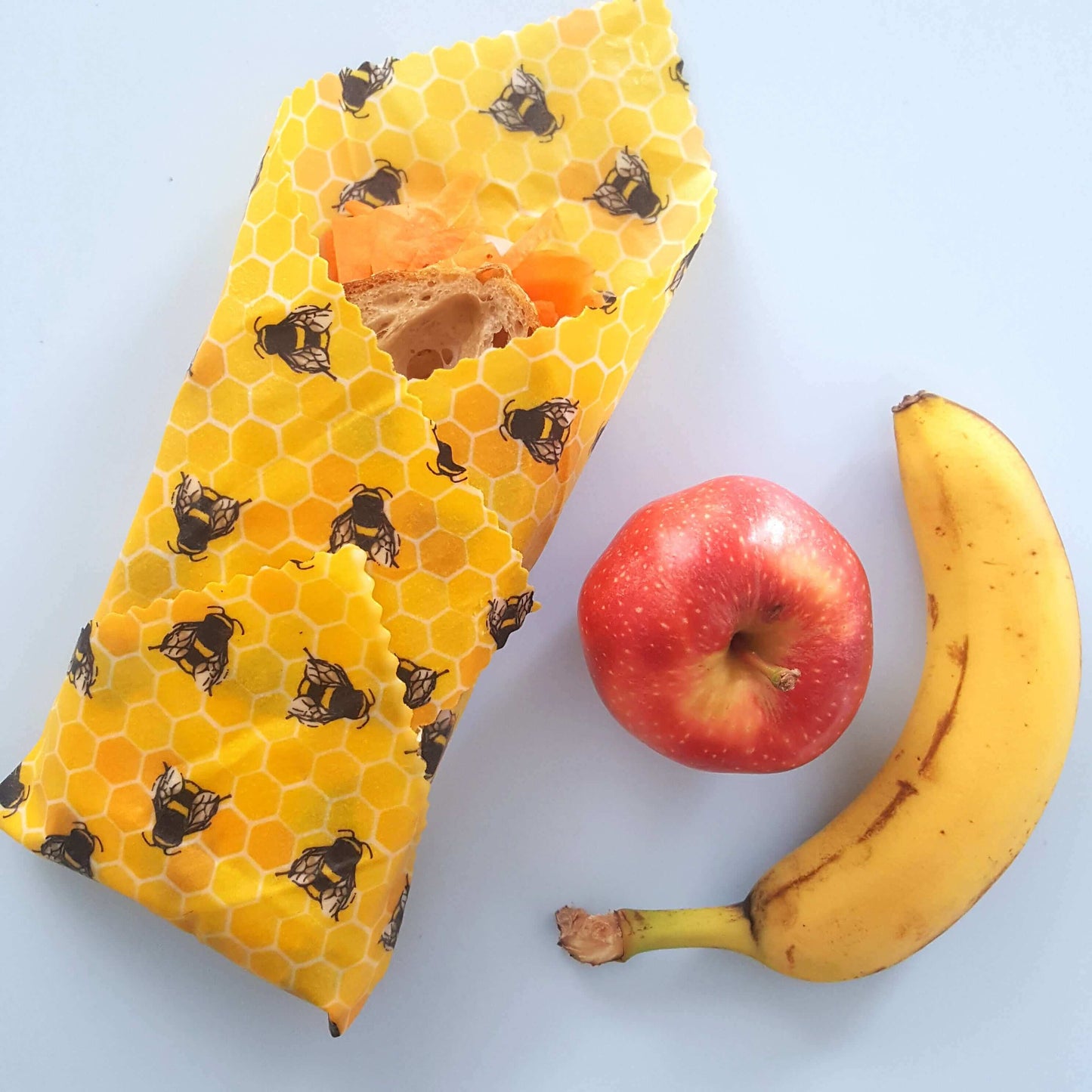 *Classic Set of 3 L, M, S Beeswax Food Wraps | Bee Happy