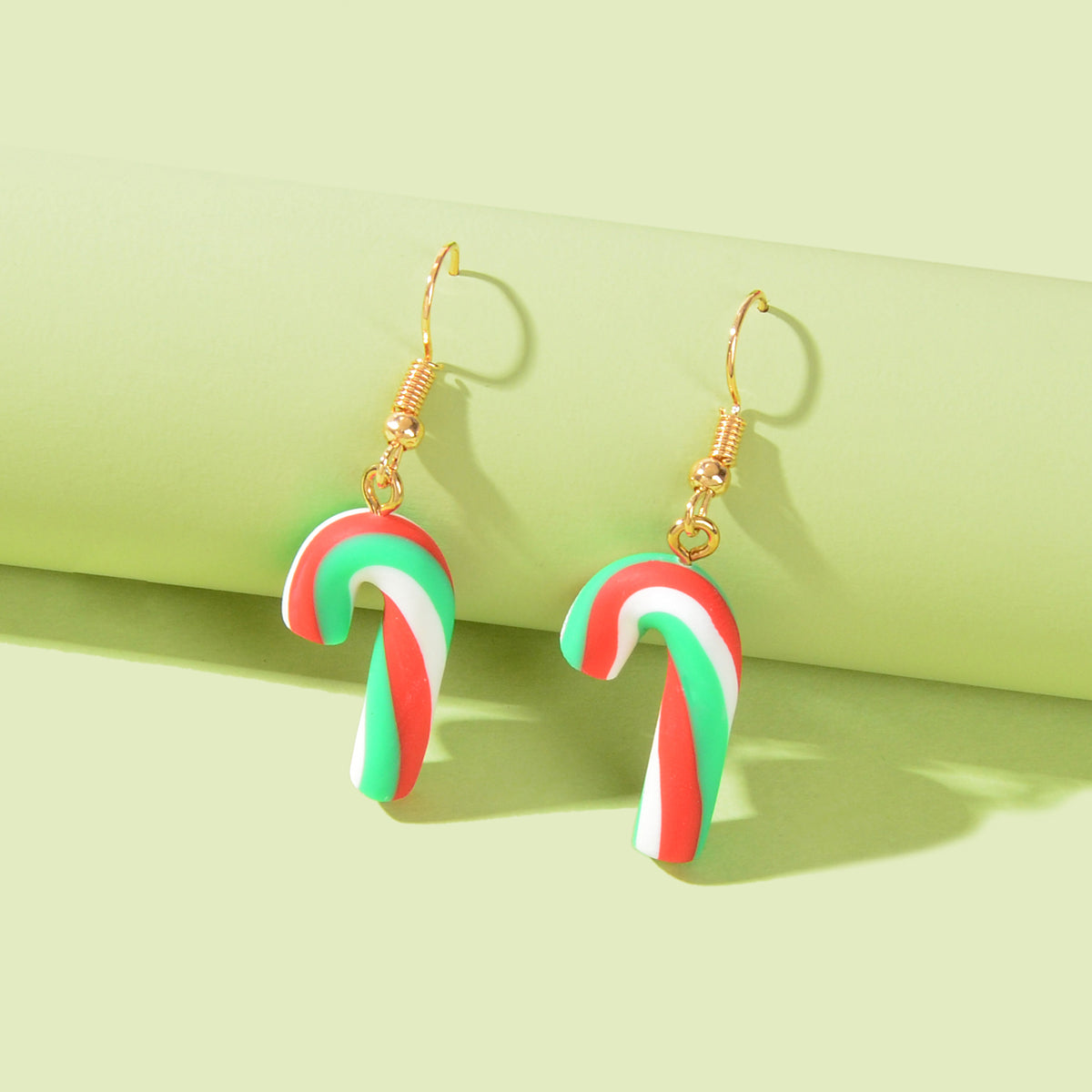 Christmas Candy Cane Earrings Red Green Xmas Dangle Drop Jewellery