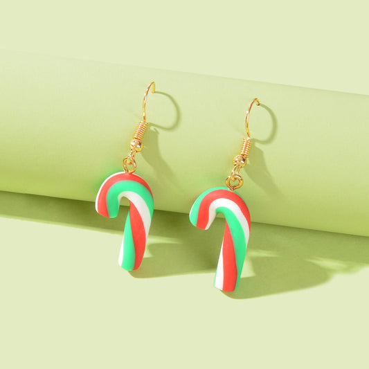 Christmas Candy Cane Earrings Red Green Xmas Dangle Drop Jewellery