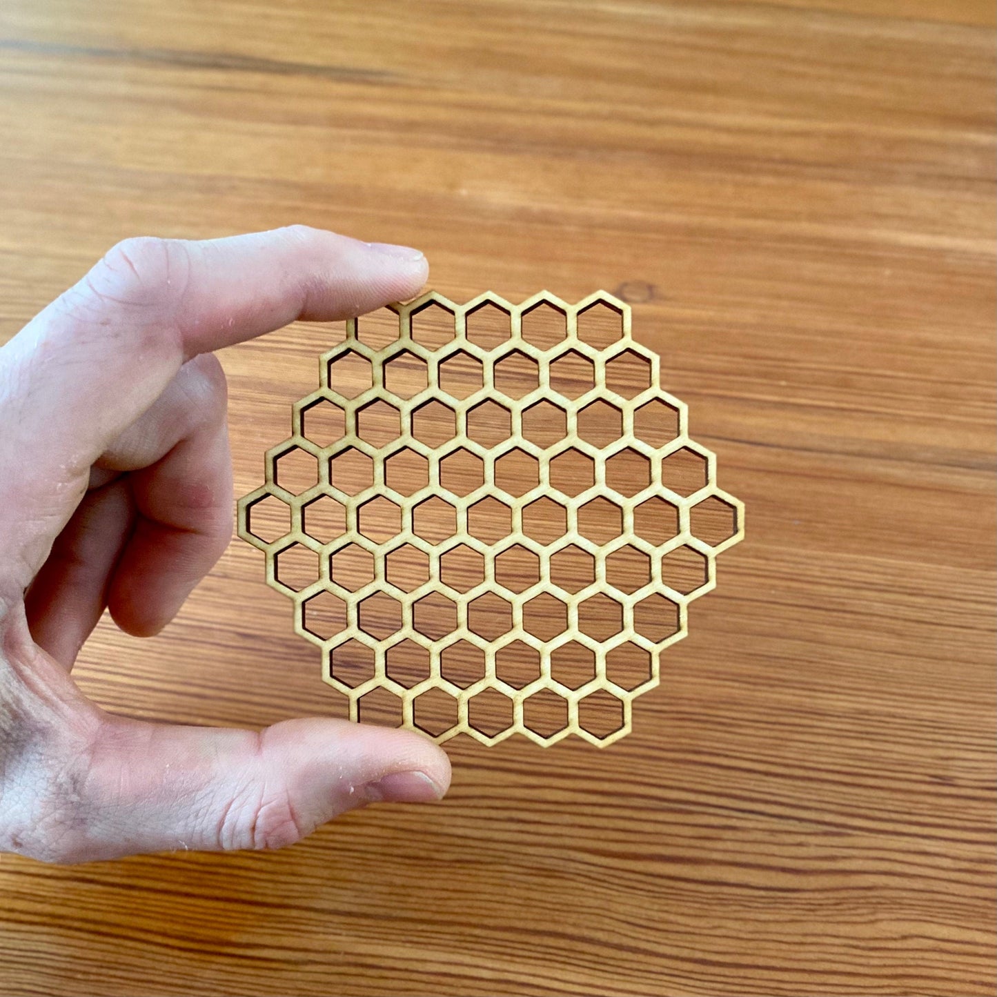 Honeycomb Laser Cut Wood Coaster Set