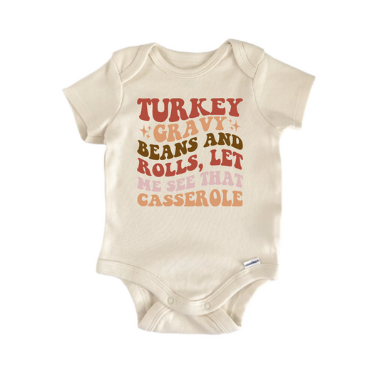 Turkey Gravy Beans and Rolls, That Casserole -  Baby Boy Girl Clothes