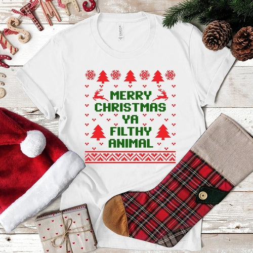 Merry Christmas Ya Filthy Animal Colored Tee